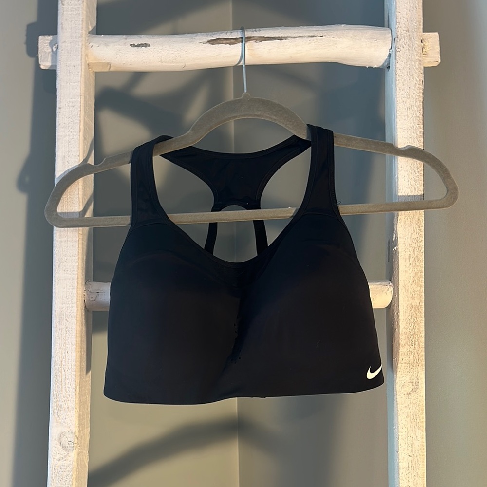 Nike Women's Black Sports Bra with White Logo